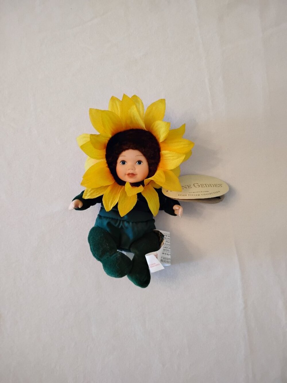 Vintage 1999 Anne Geddes Sunflower Baby Doll 9” w/ Tags
